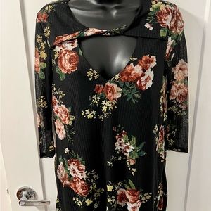 NWT! Black Floral Long Sleeve Dress.
